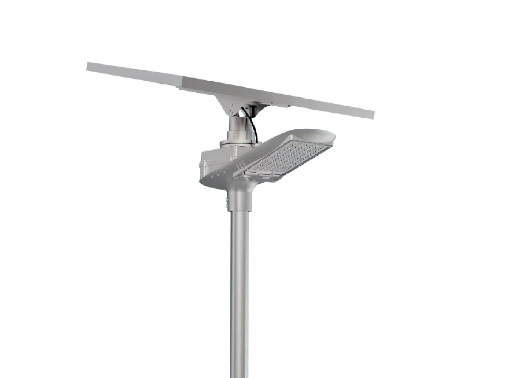 Lampione solare LED con grande pannello fotovoltaico per illuminazione pubblica e industriale di ampi spazi esterni