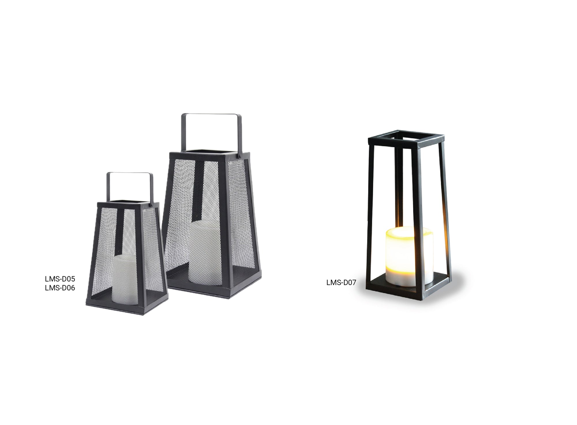 Lanterne ad energia solare da esterno in metallo nero con design moderno effetto candela